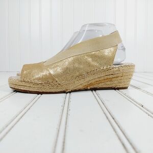 Steve Madden Womens Indiggoo Gold Elastic Pep Toe Espadrilles Sandals K1001